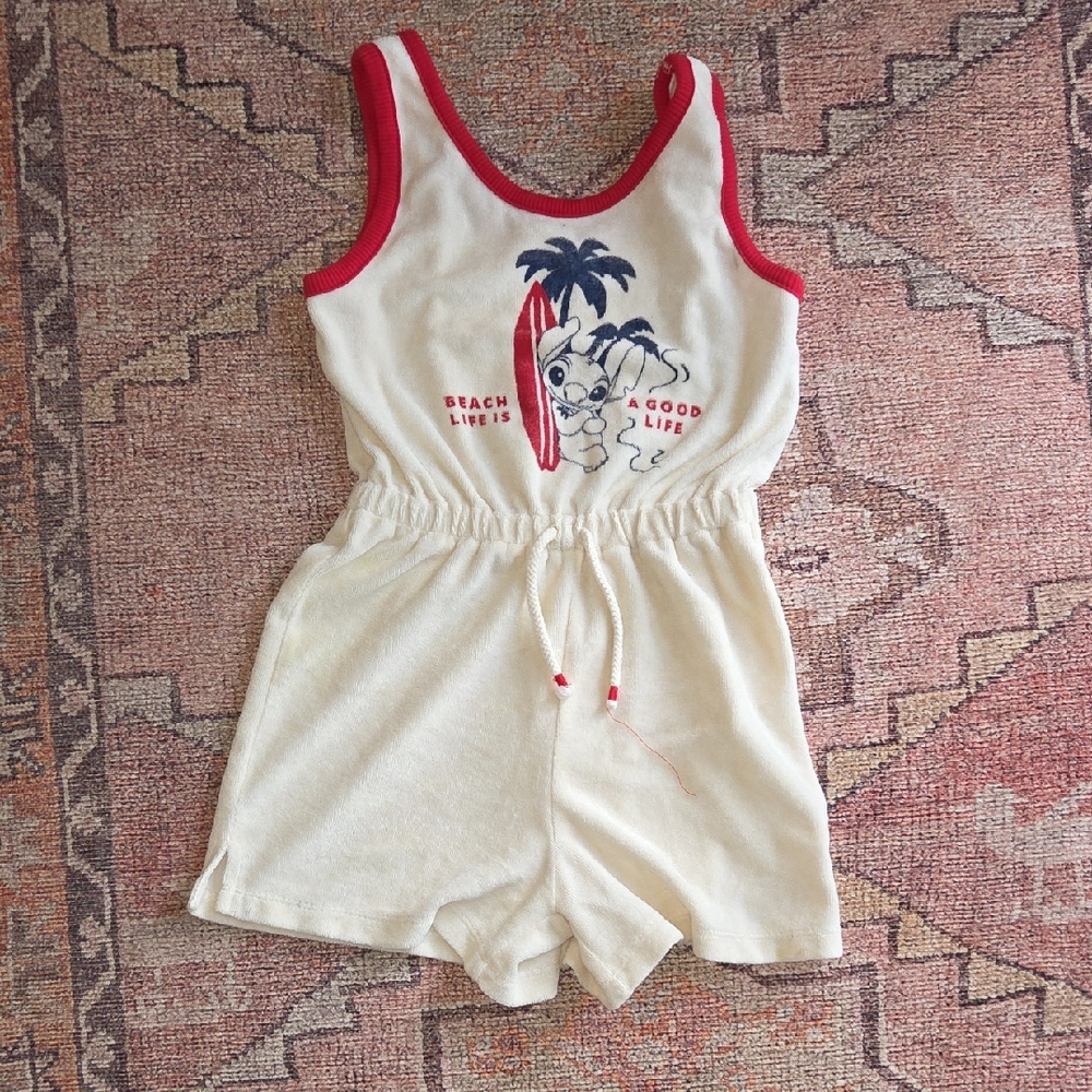 Kids Cream and Red Beach Life Romper